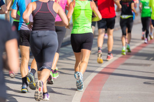 Group of people running.